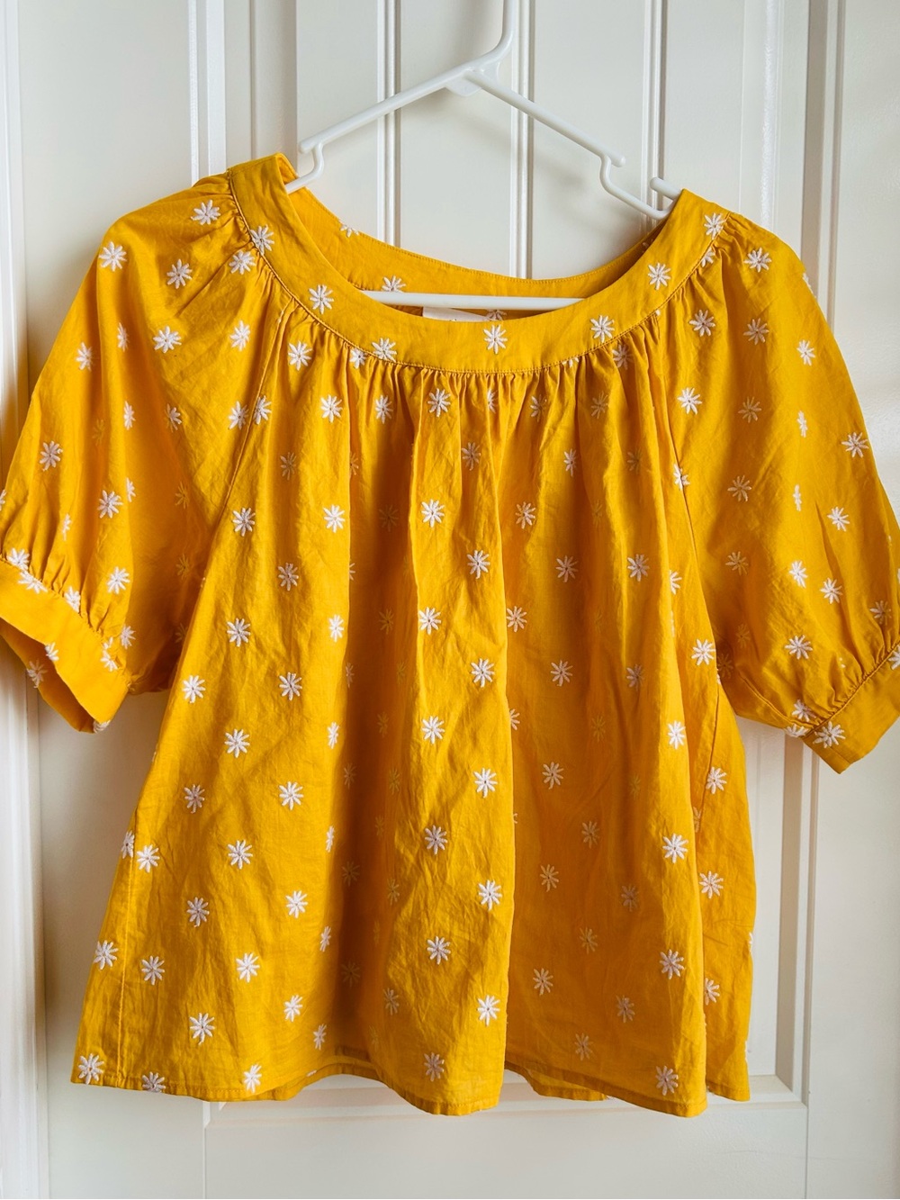 Yellow Daisy-Print Peasant Blouse